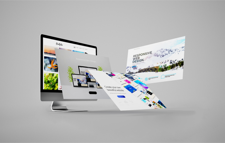 Mockup de diseño web creativo en múltiples dispositivos